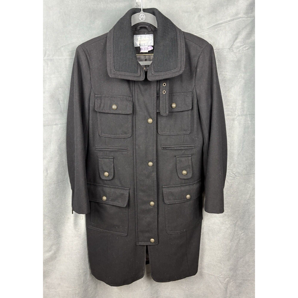 Worthington Black Peacoat Women's Size Small Knee Length Wool Blend Military